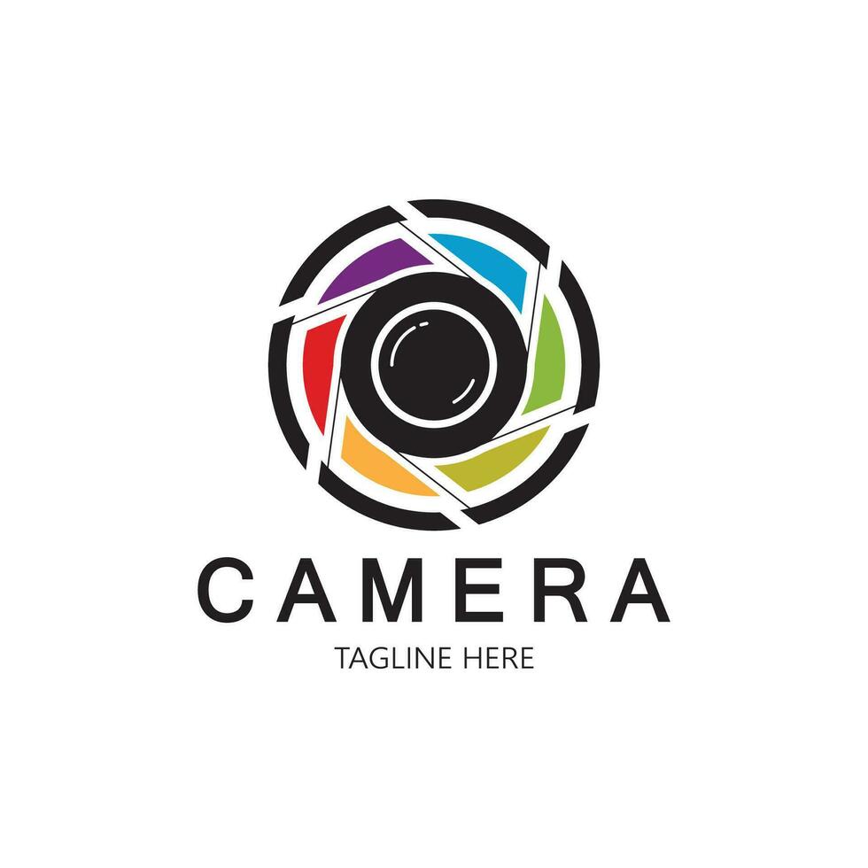 photographie appareil photo logo vecteur icône modèle de conception isolé sur fond noir