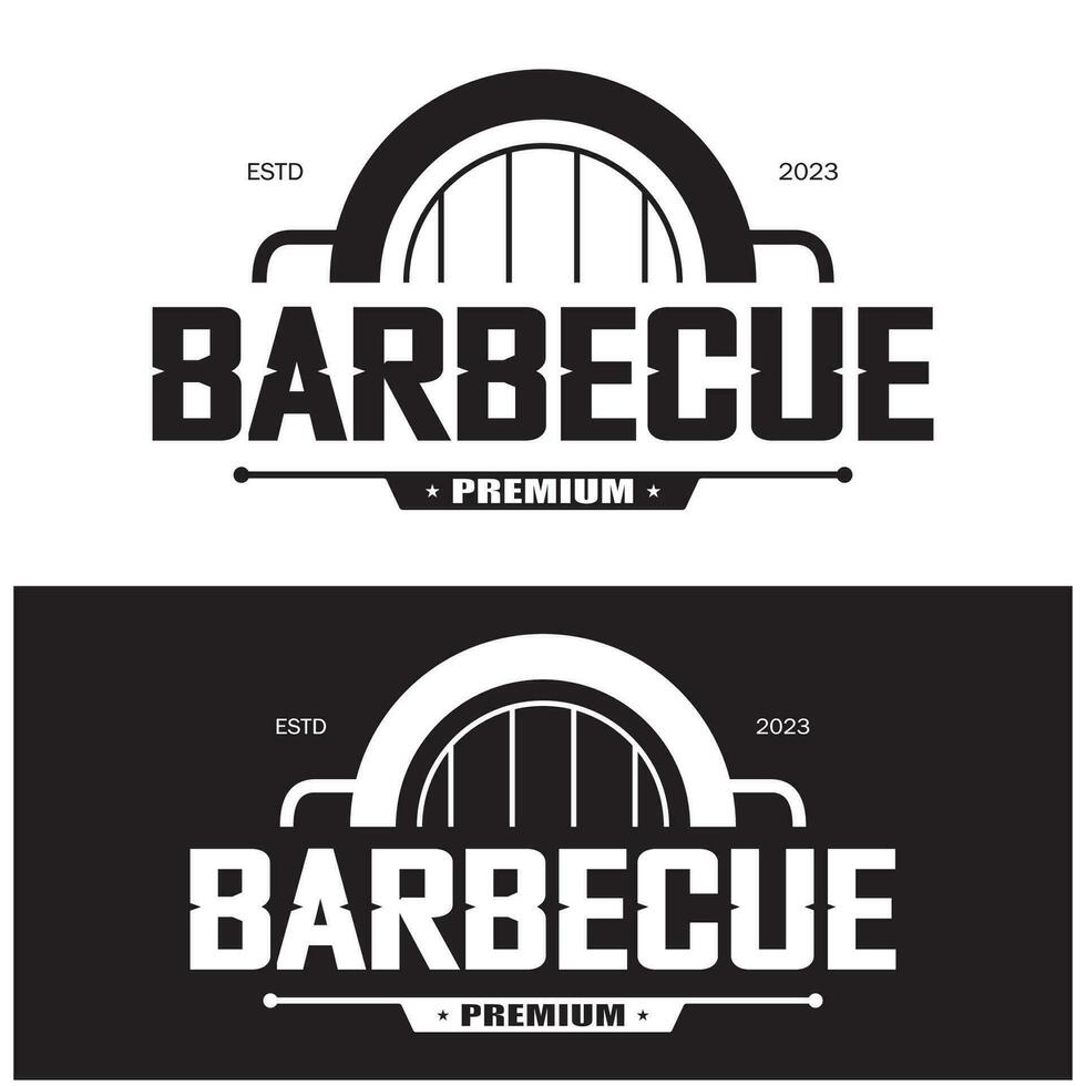 Facile barbecue ancien chaud gril, avec franchi flammes et spatule. logo pour restaurant, badge, café et bar.vecteur vecteur