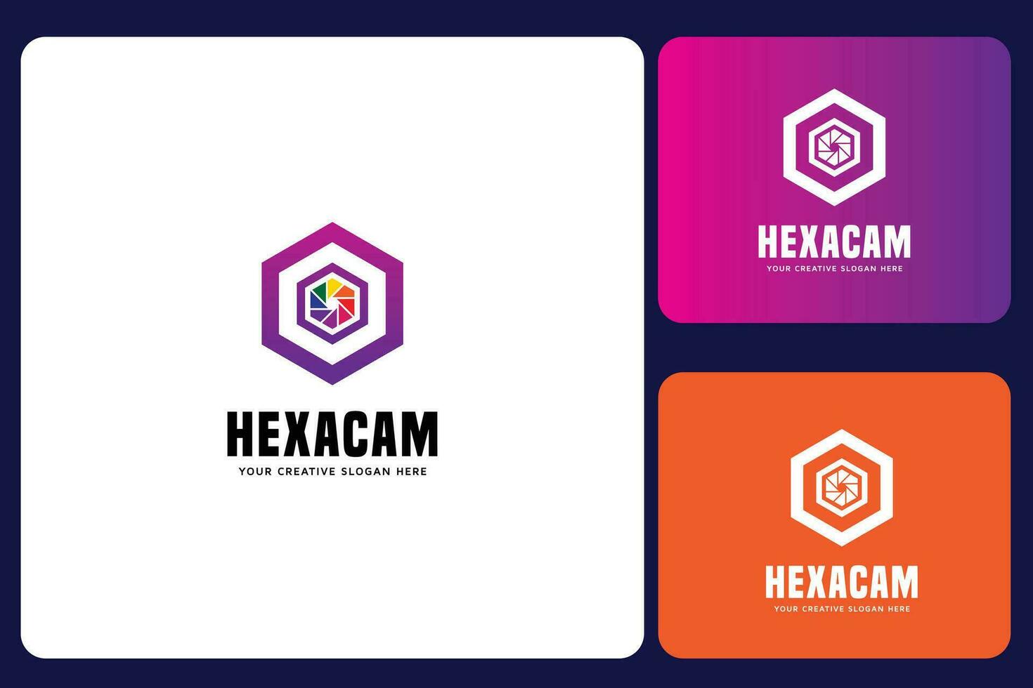 hexagonal caméra logo conception modèle vecteur