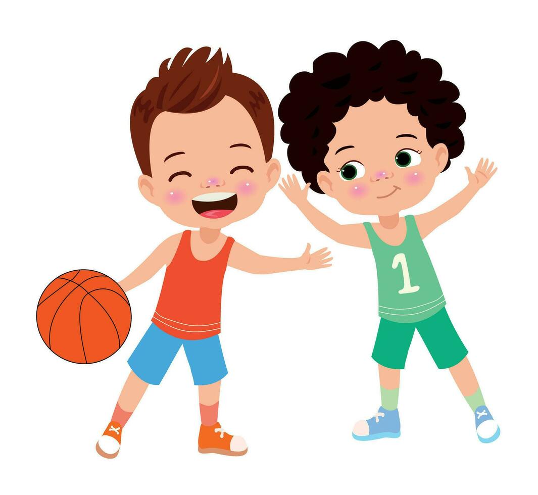 vecteur illustration de enfant en jouant basketball