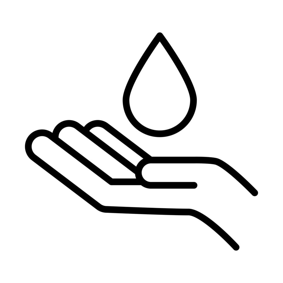 hygiène personnelle des mains mains humides prévention des maladies et icône de style de ligne de soins de santé vecteur