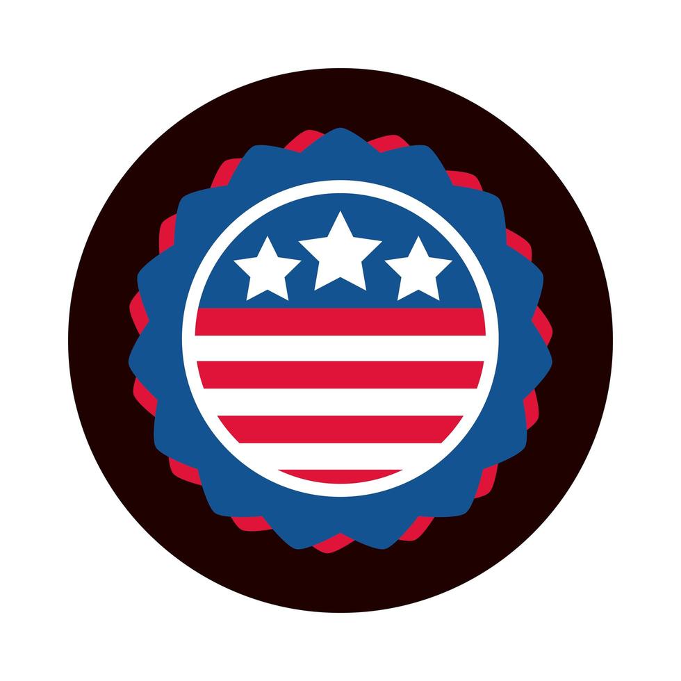 4 juillet fête de l'indépendance emblème du drapeau américain bloc de conception nationale et icône de style plat vecteur