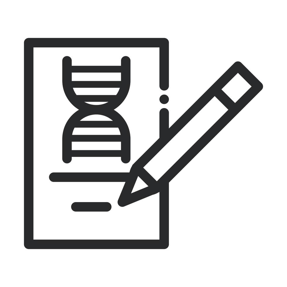 crayon génétique étude laboratoire science et recherche icône de style de ligne vecteur