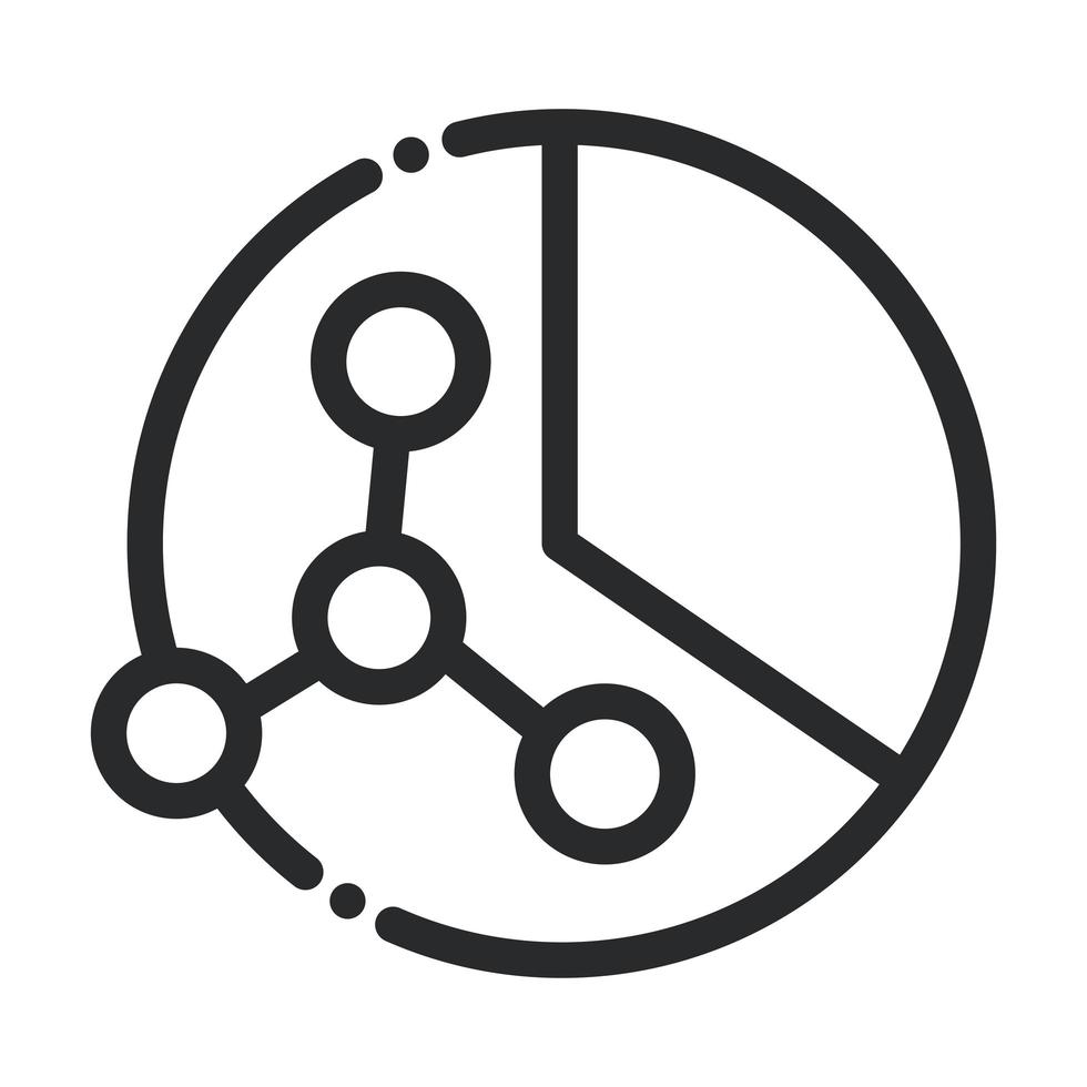 icône de style de ligne de science et de recherche de diagramme de structure de molécule vecteur