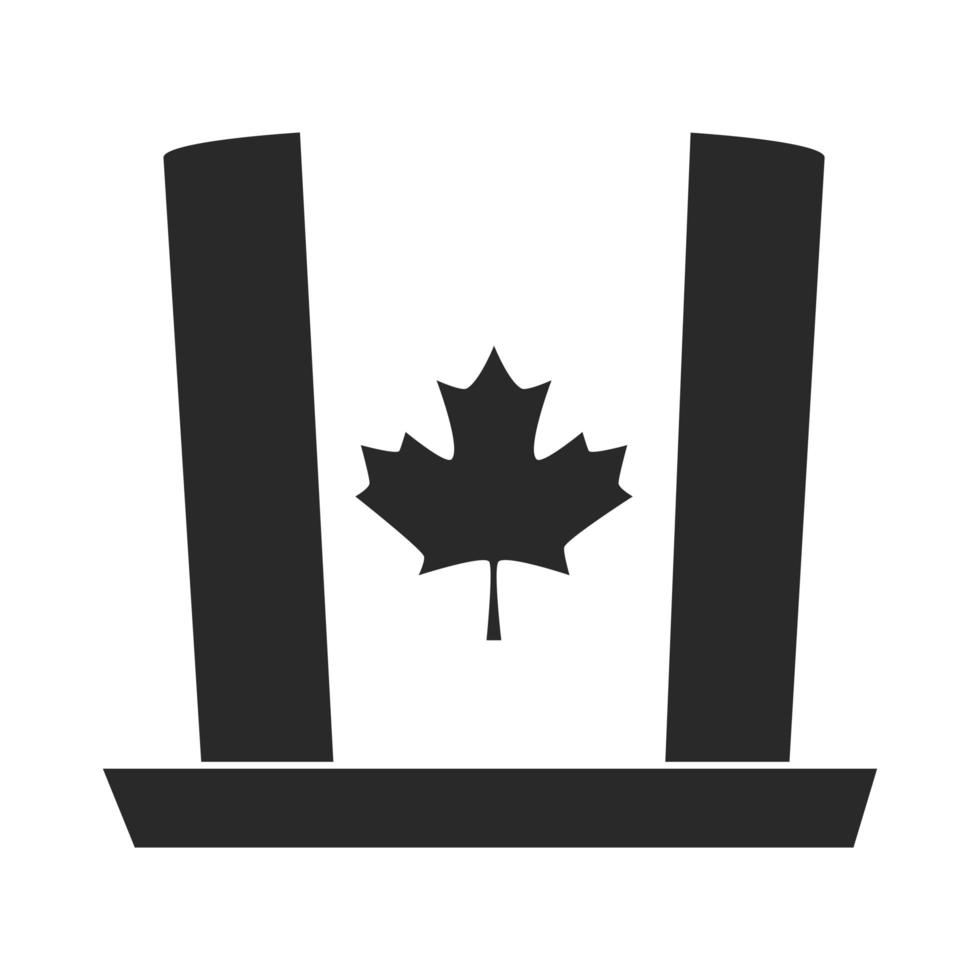 icône de style de silhouette nationale de chapeau haut de forme de drapeau canadien de la fête du canada vecteur