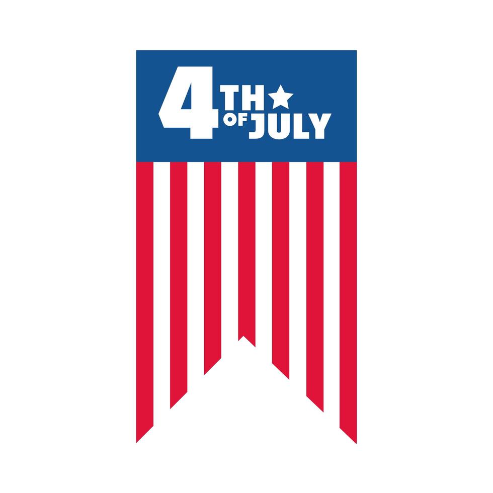 4 juillet fête de l'indépendance drapeau américain bunting décoration célébration icône de style plat vecteur