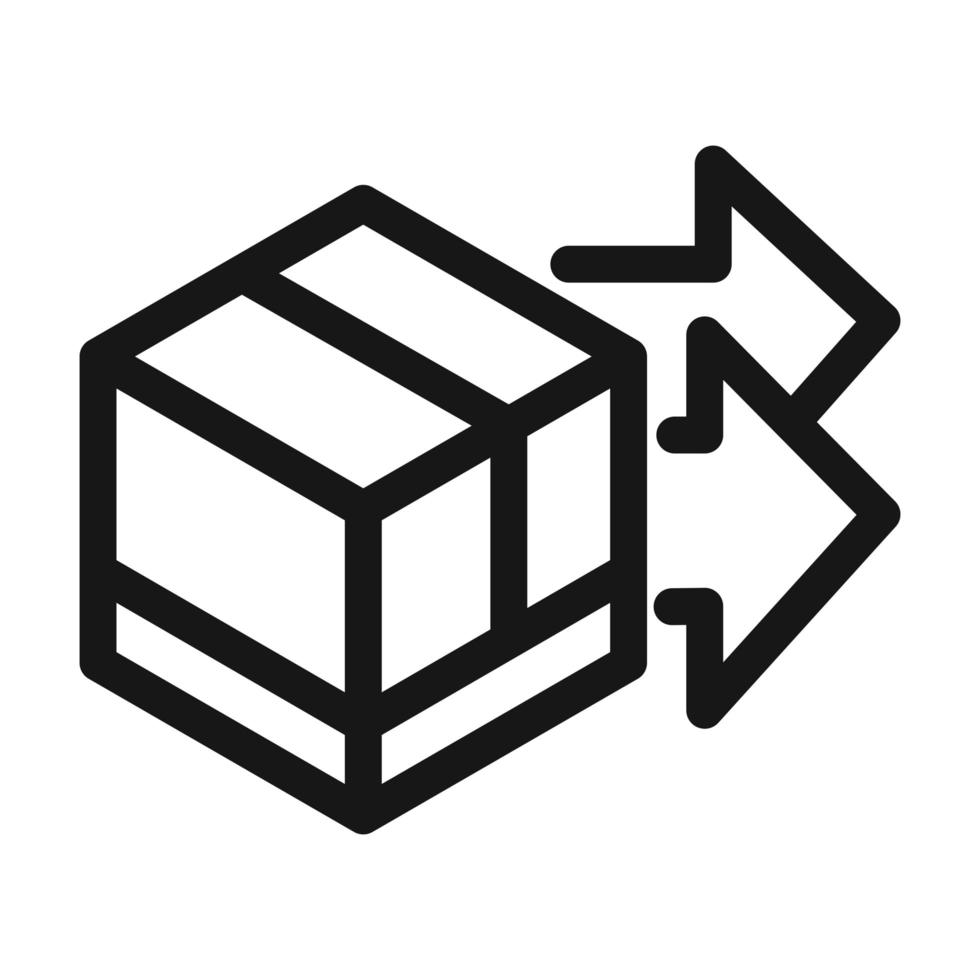 icône de style de ligne de boîte en carton logistique de service de fret de livraison vecteur