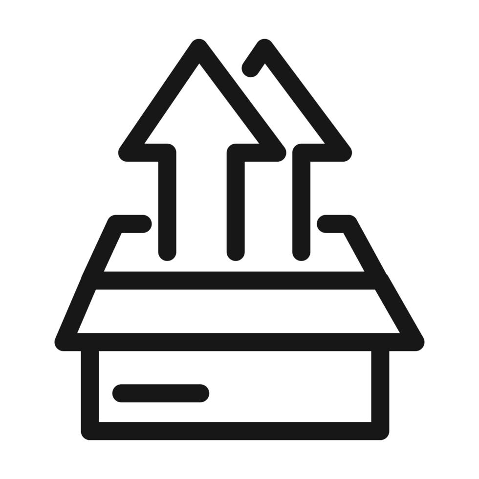 icône de style de ligne de boîte en carton ouverte logistique de service de fret de livraison vecteur
