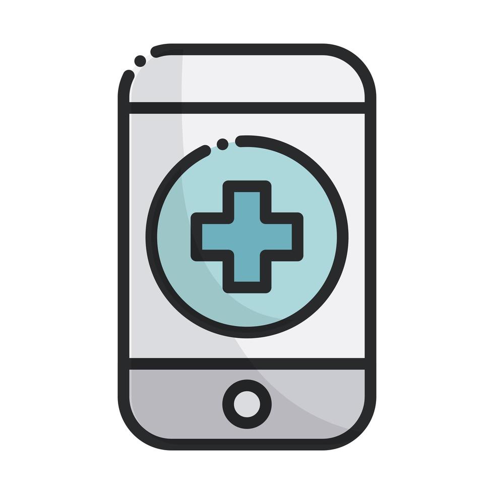 application d'assistance pour smartphone équipement de soins de santé ligne médicale et icône de remplissage vecteur