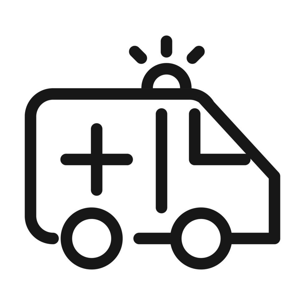 icône de style de ligne médicale et de soins de santé de soutien d'urgence de transport d'ambulance vecteur