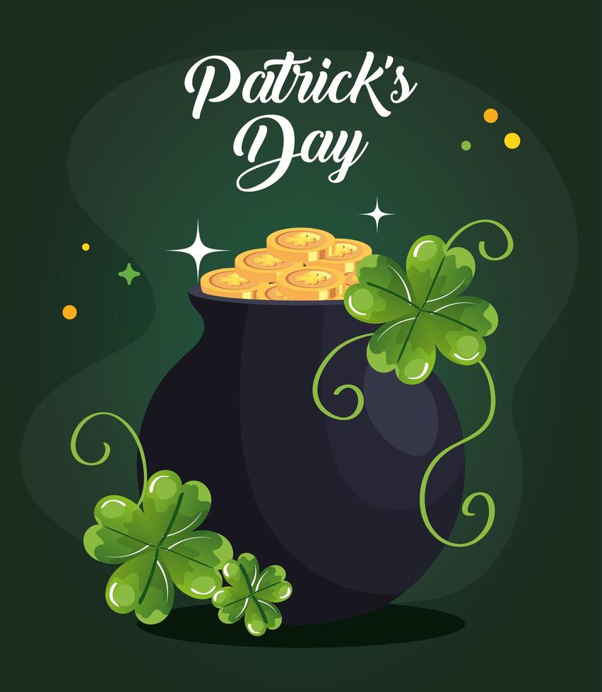 saint patrick avec chaudron et décoration vecteur