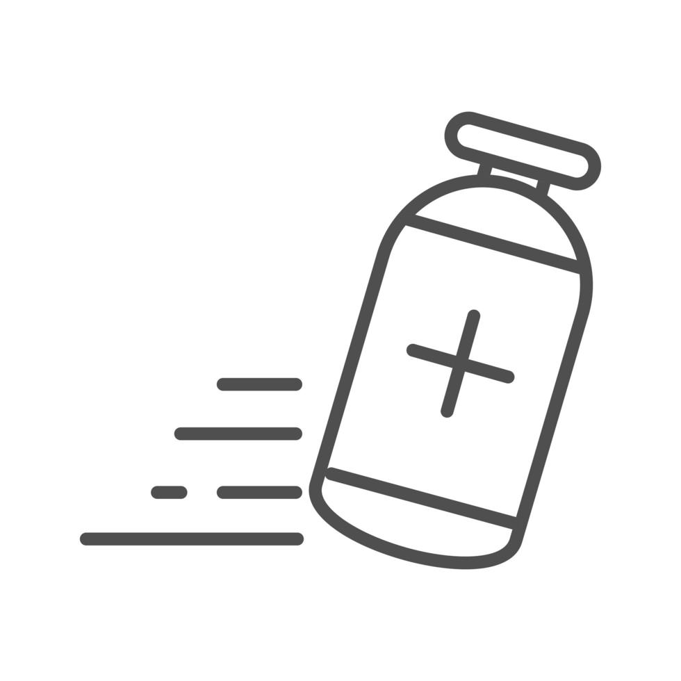 icône de style de ligne de livraison liée à l'expédition de pharmacie de médecine de bouteille vecteur