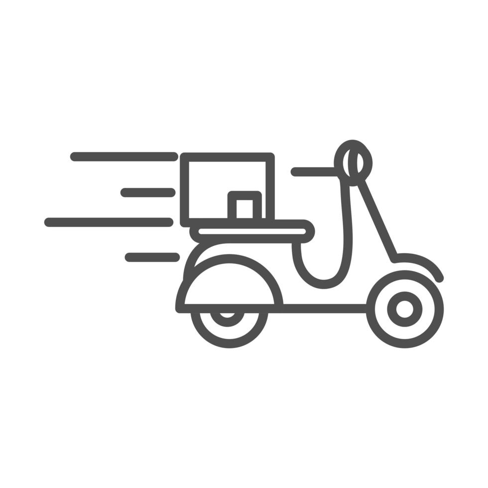 moto rapide avec icône de style de ligne de livraison liée à l'expédition de fret de transport de boîte vecteur