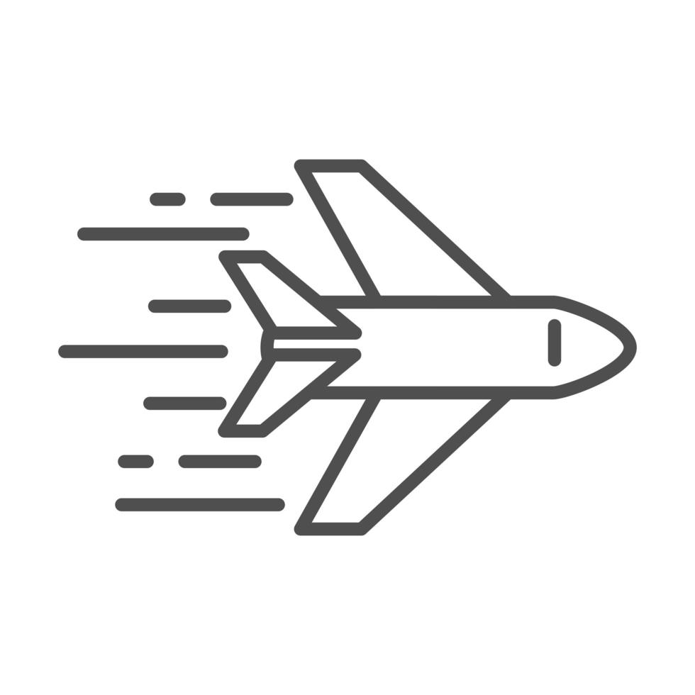 icône de style de ligne de livraison liée à l'expédition de fret rapide de transport d'avion vecteur