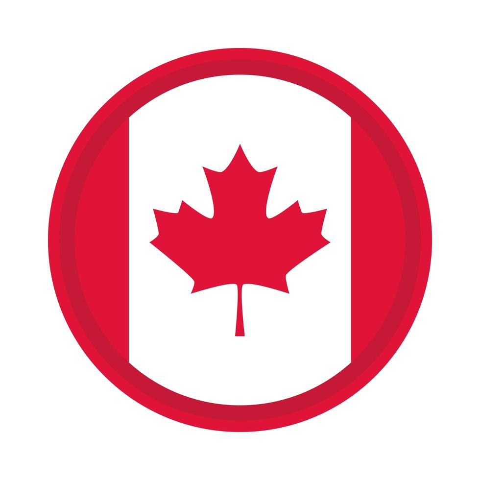 icône de style plat insigne patriotique drapeau canadien fête du canada vecteur
