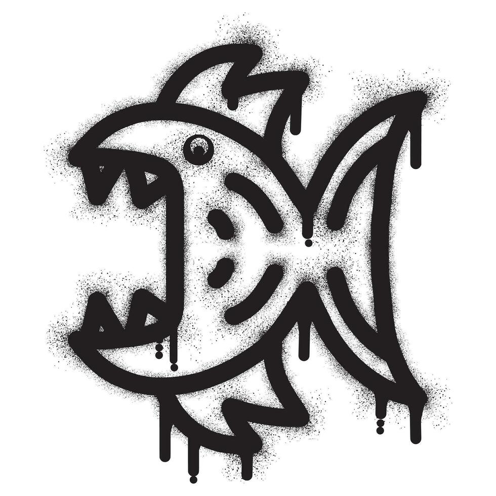 piranha graffiti avec noir vaporisateur peindre vecteur