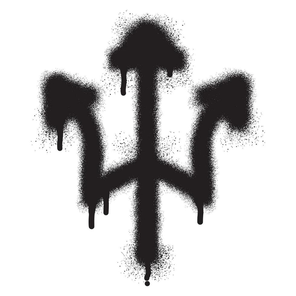 trident icône graffiti avec noir vaporisateur peindre vecteur