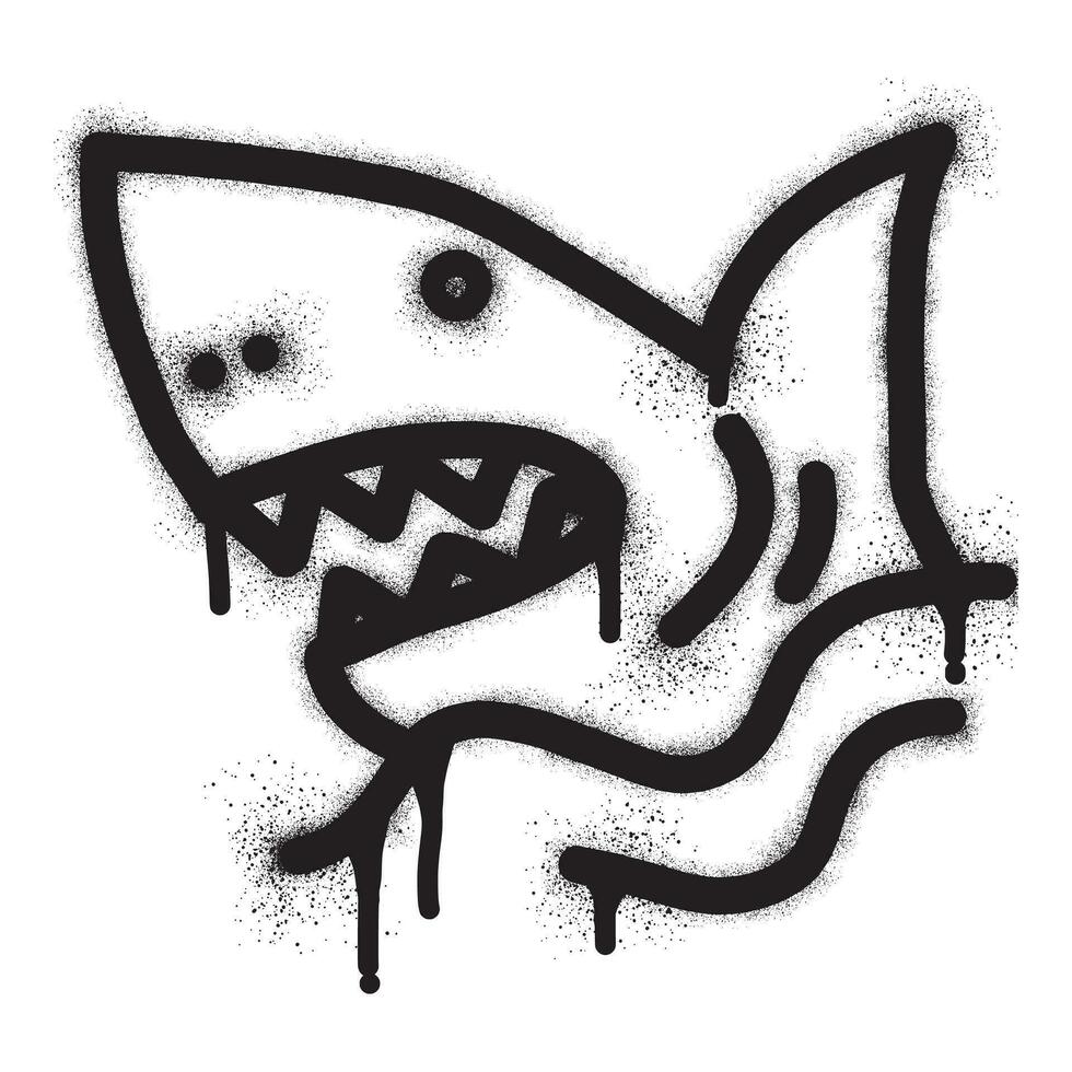 requin graffiti avec noir vaporisateur peindre vecteur