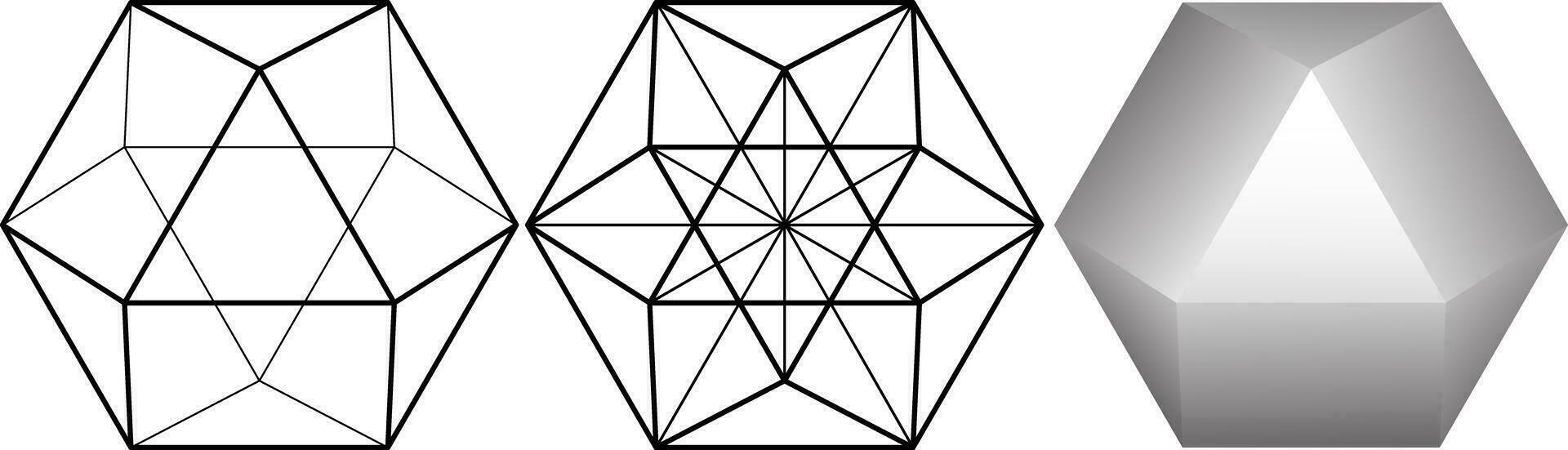 contour silhouette cuboctaèdre ensemble vecteur