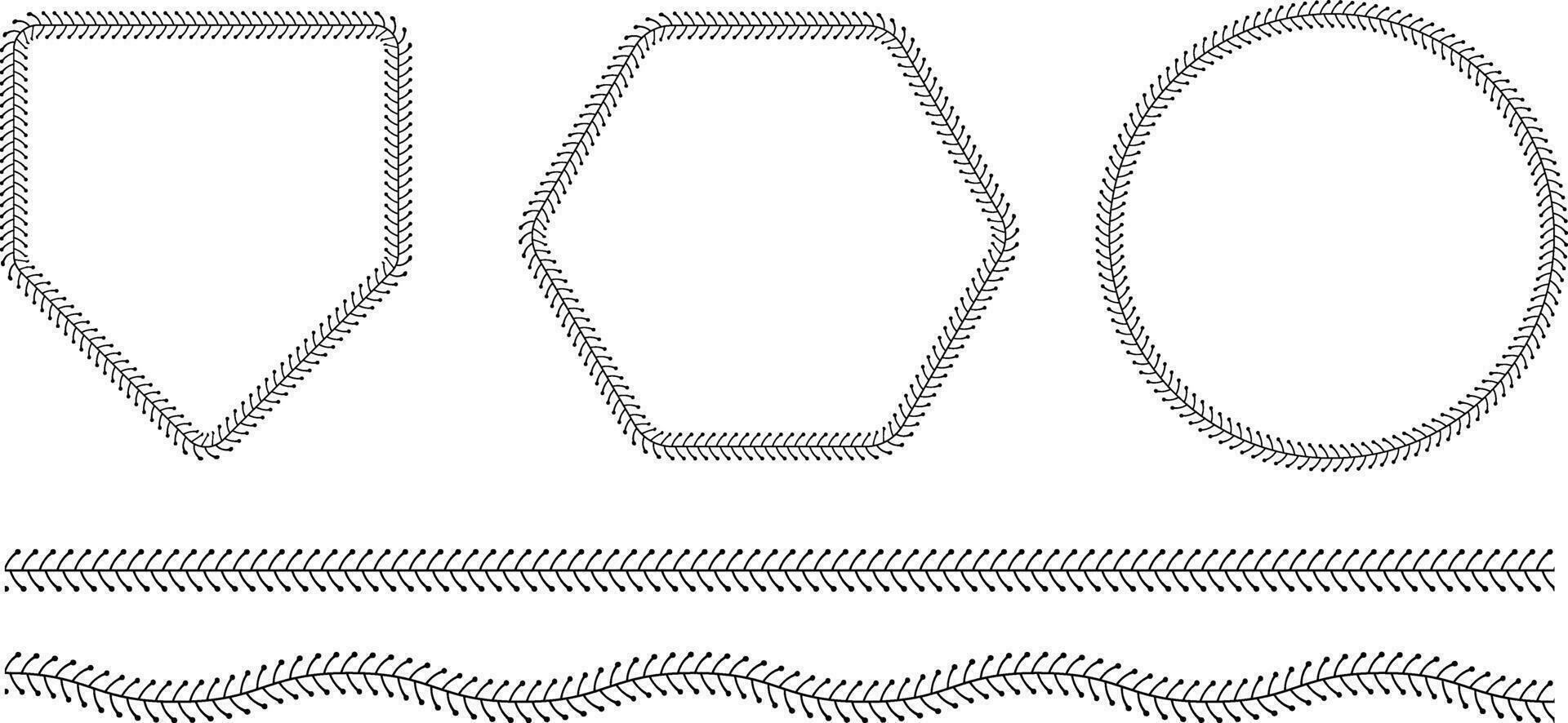 noir blanc base-ball des points de suture Cadre ensemble vecteur