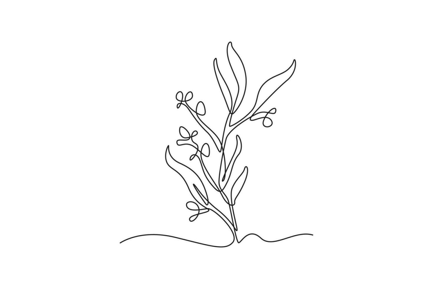 Célibataire un ligne dessin les plantes et herbes concept. continu ligne dessiner conception graphique vecteur illustration.