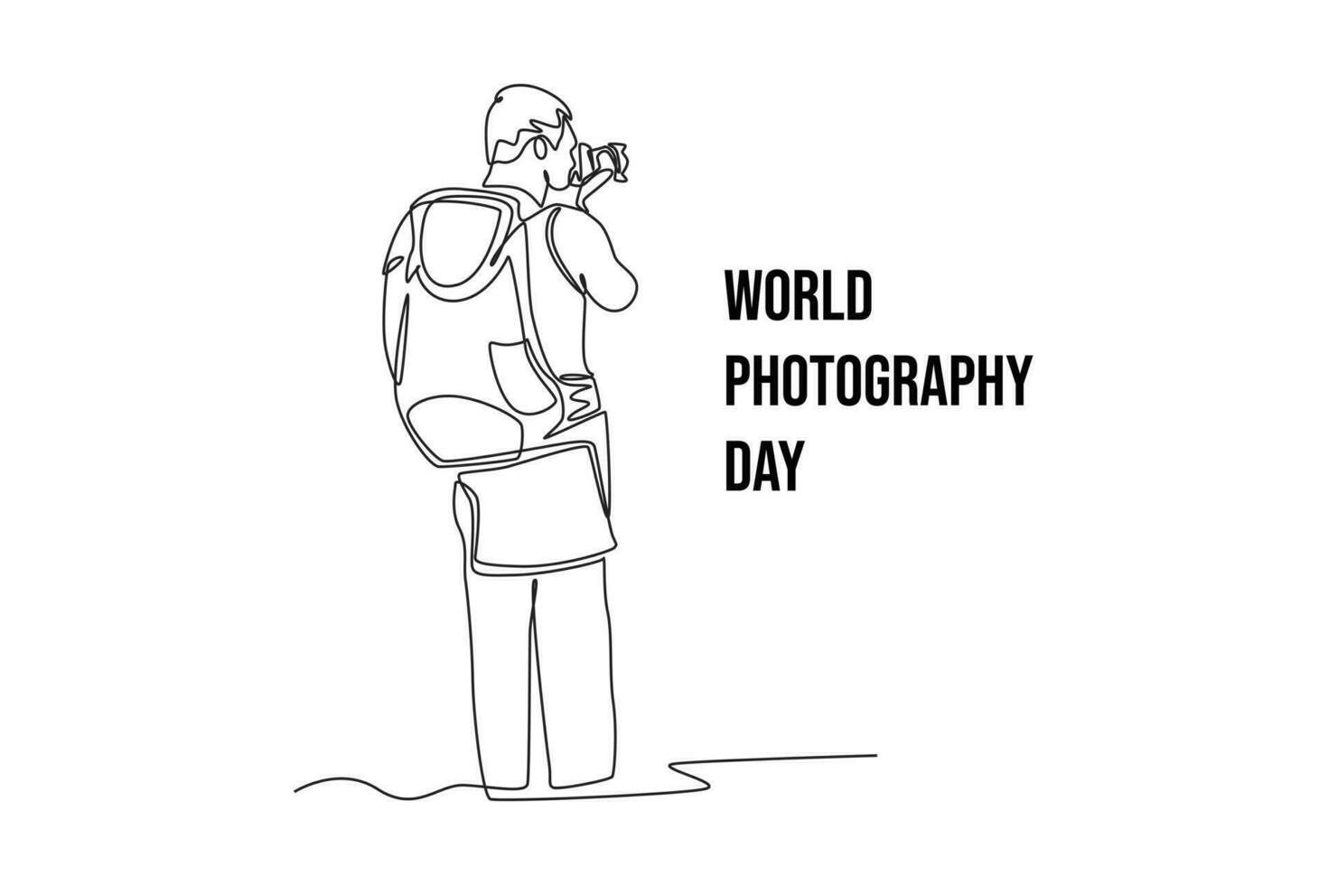 Célibataire un ligne dessin photographe avec caméra. monde la photographie journée concept. continu ligne dessiner conception graphique vecteur illustration.