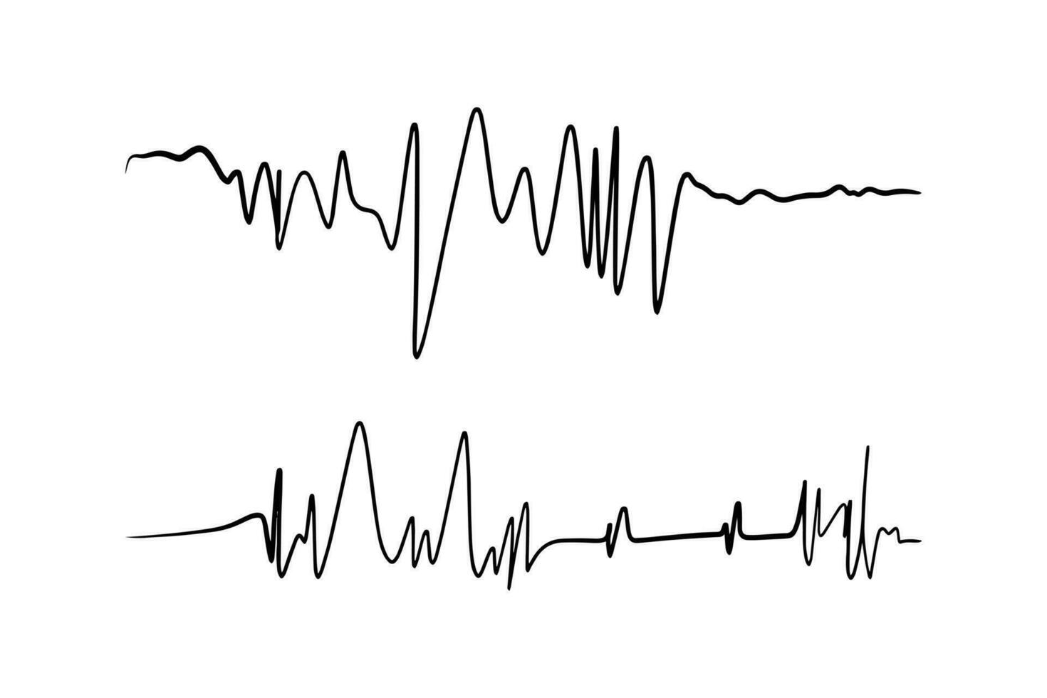 griffonnage graphiques de pulsations cardiaques, volcans et tremblements de terre. vecteur