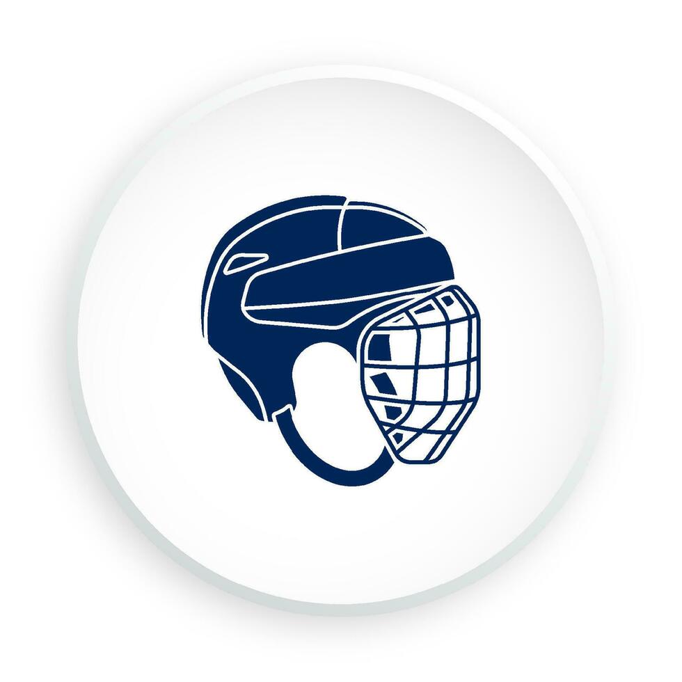 sport la glace le hockey casque icône avec protecteur gril dans néomorphisme style pour mobile application. sport équipement. bouton pour mobile application ou la toile. vecteur sur blanc Contexte