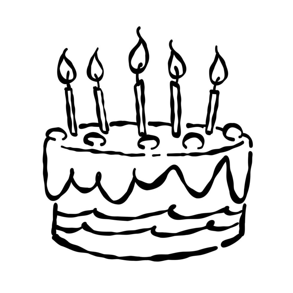 anniversaire gâteau vecteur illustration, salutation carte décoration icône