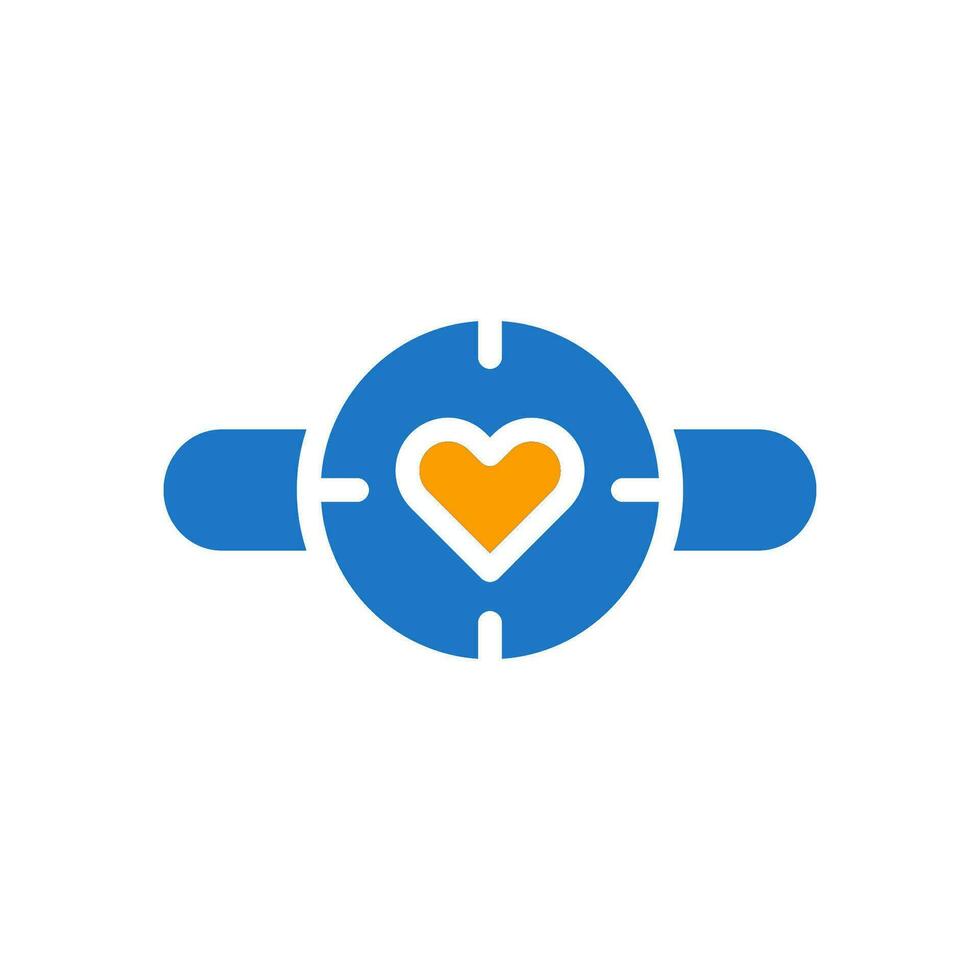 montre intelligente l'amour icône solide bleu Orange style Valentin illustration symbole parfait. vecteur