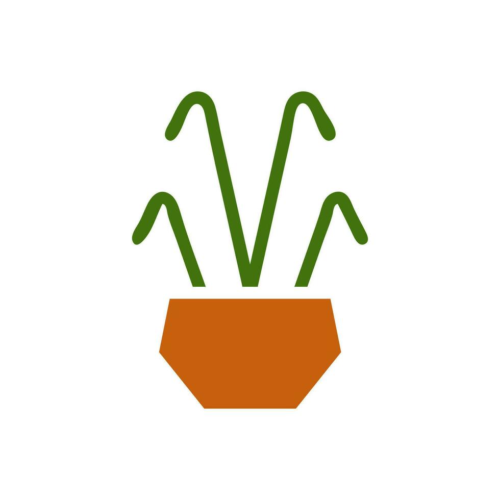 plante icône solide marron vert Couleur symbole illustration. vecteur