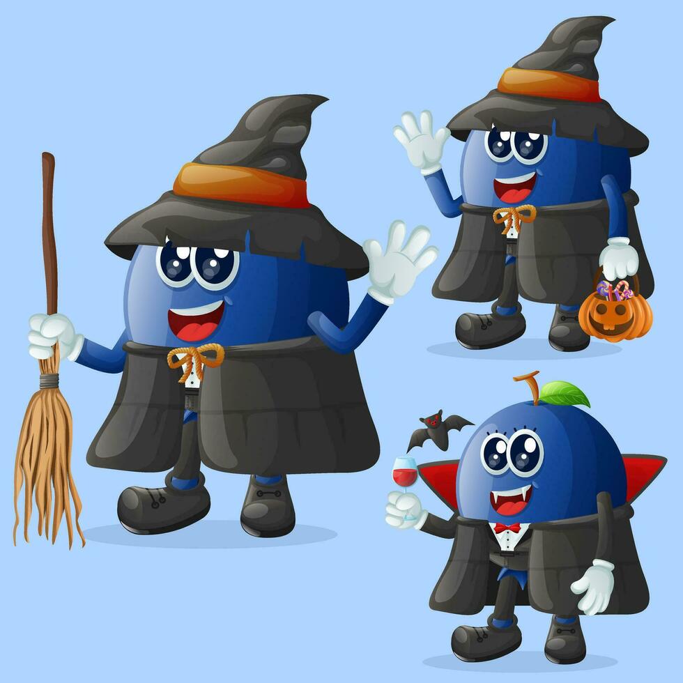 mignonne myrtille personnages sur Halloween vecteur