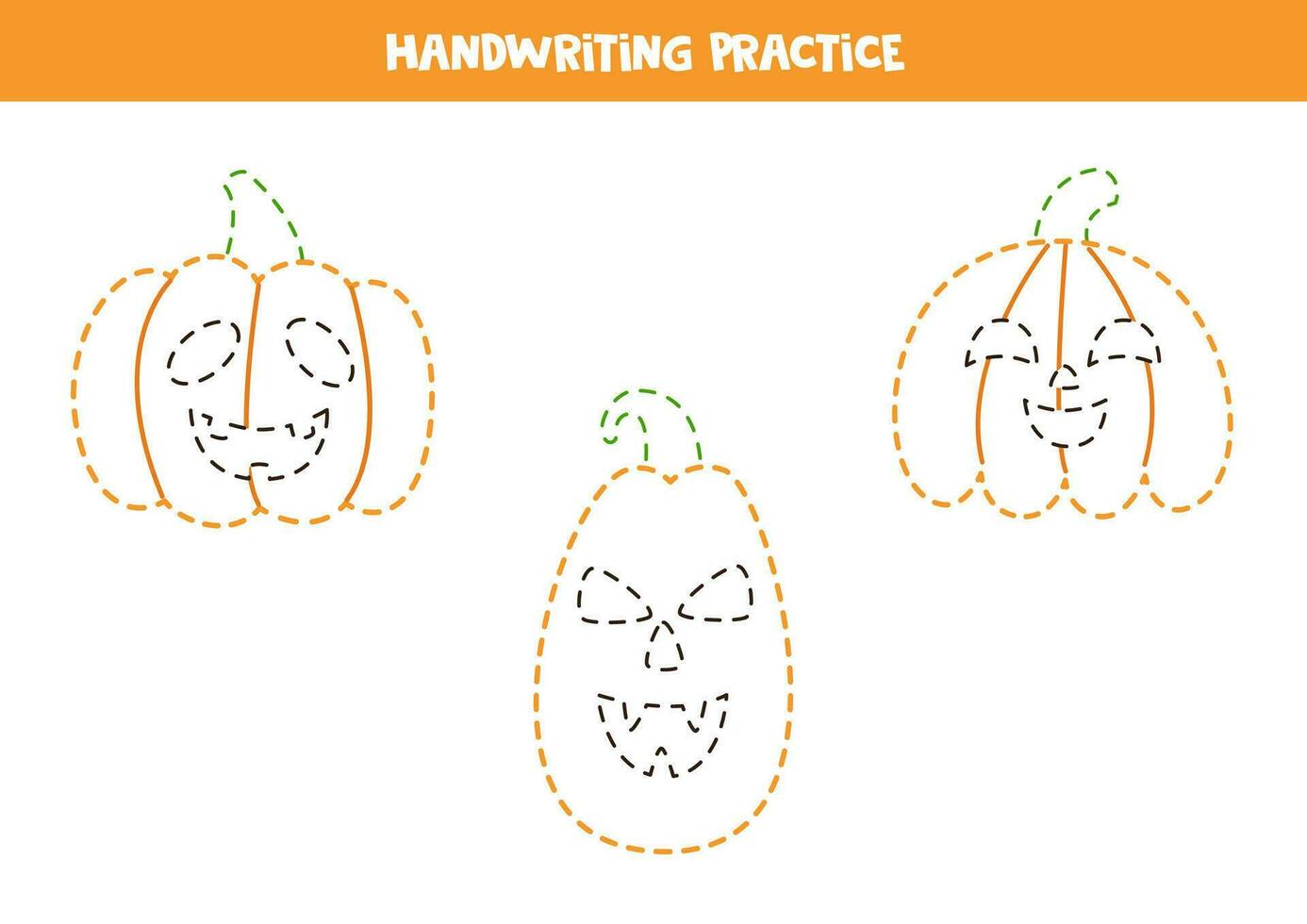 écriture entraine toi avec dessin animé Halloween citrouilles. tracé lignes pour enfants d'âge préscolaire. vecteur illustration.