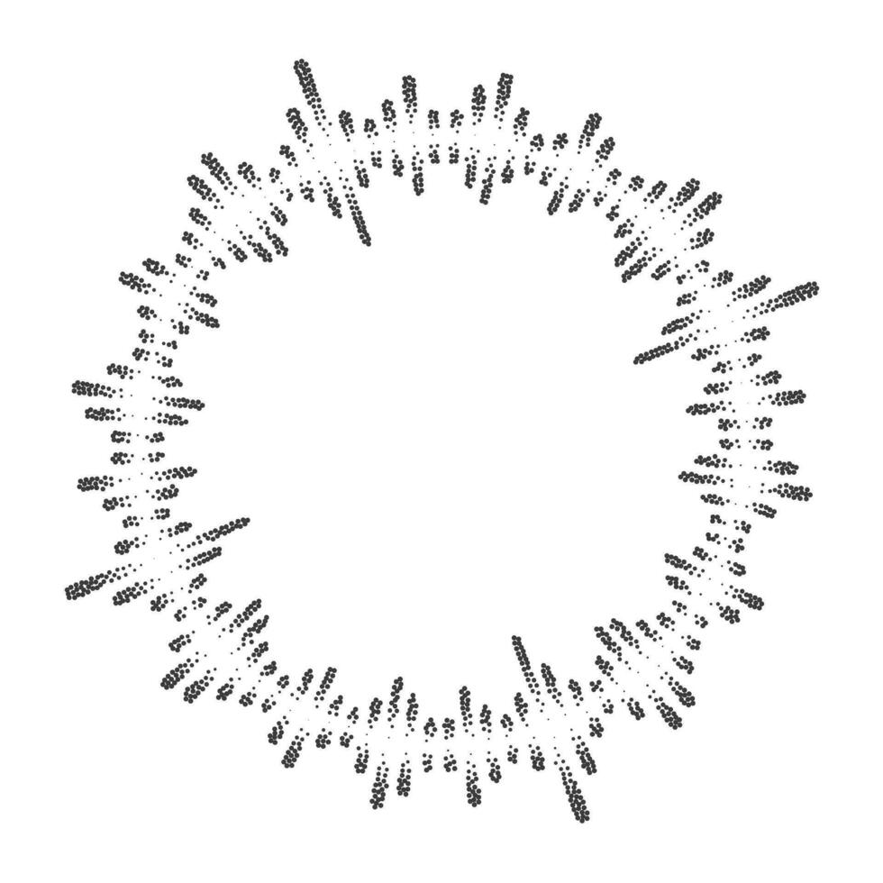 du son vague modèle. à pois la musique fréquence. demi-teinte grunge frontière. numérique circulaire égaliseur. vecteur illustration isolé sur blanc Contexte