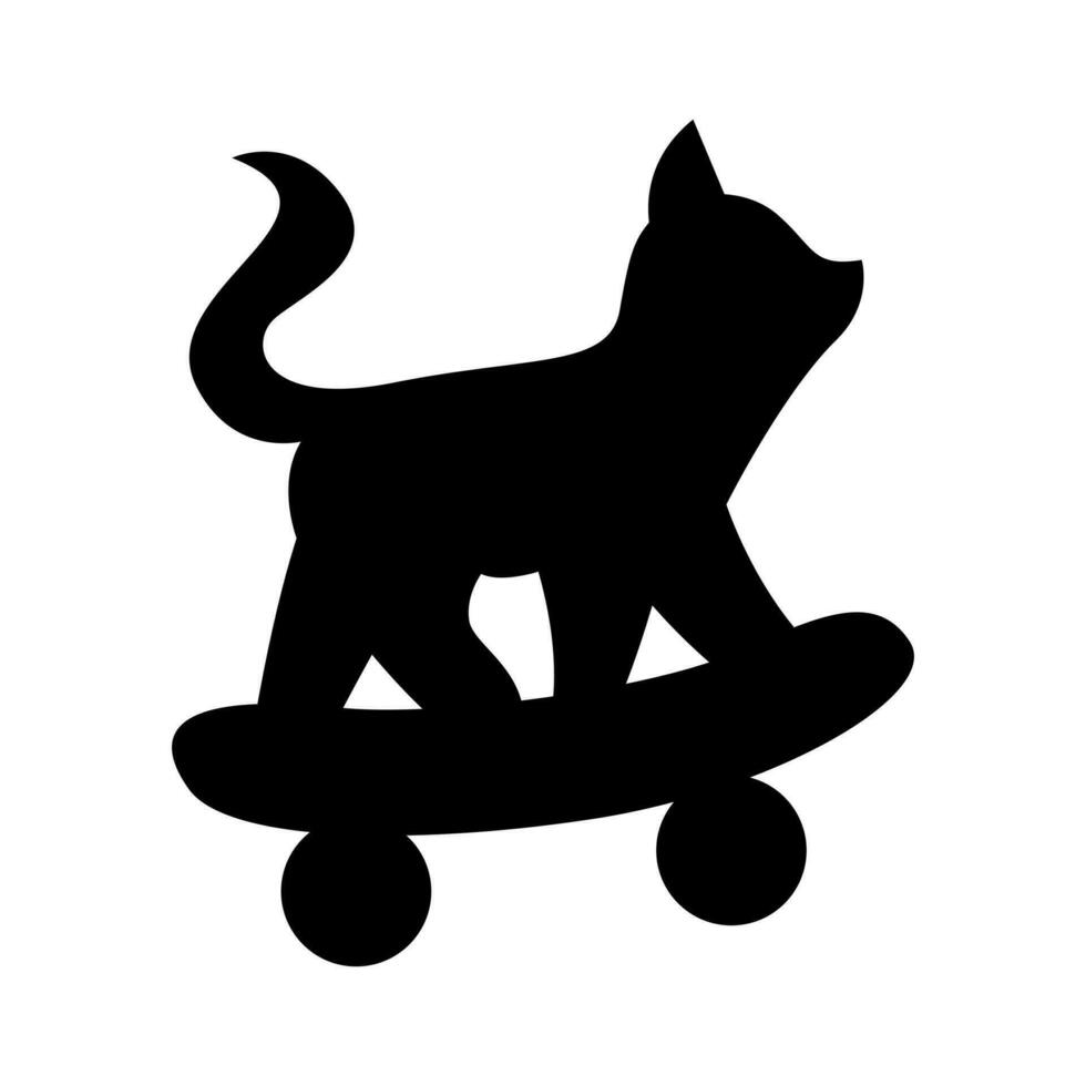 chat et planche de surf silhouette icône logo vecteur