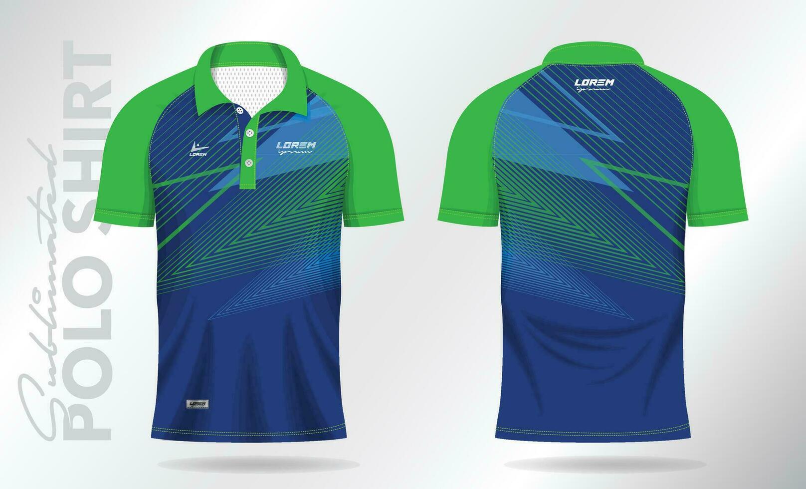 bleu vert sublimation polo chemise maquette modèle conception pour badminton Jersey, tennis, football, Football ou sport uniforme vecteur