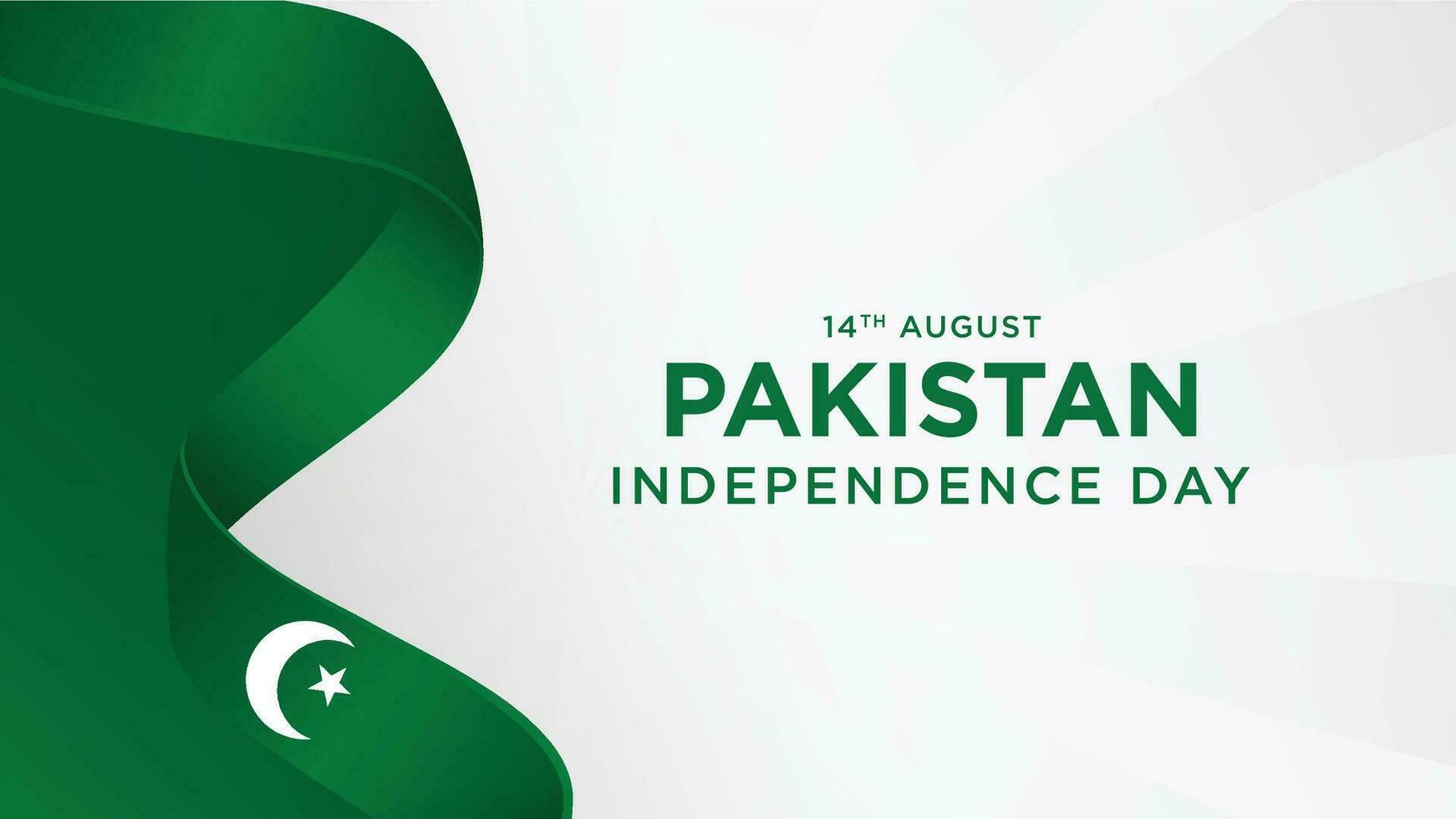 14e août content indépendance journée Pakistan avec agitant drapeau. vecteur illustration conception