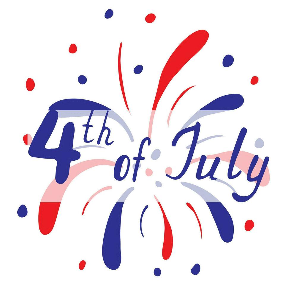 4e de juillet américain indépendance journée. content indépendance journée. Contexte de feu d'artifice dans bleu et rouge couleurs vecteur