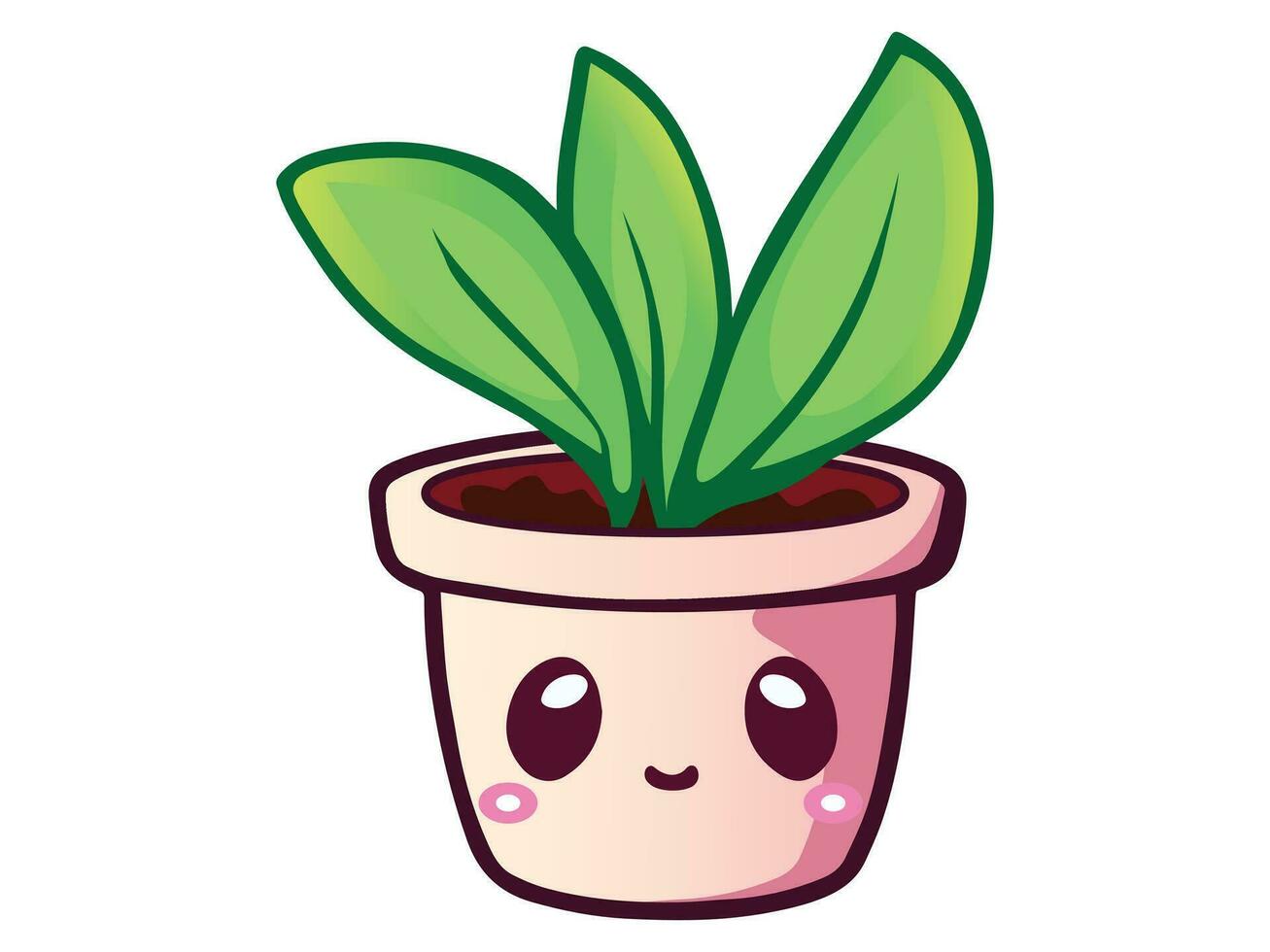 kawaii plante dans pot vecteur