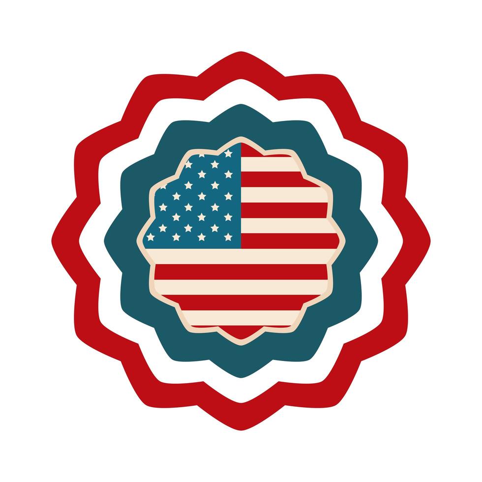 joyeux jour de l'indépendance états-unis d'amérique drapeau décoration célébration icône de style plat vecteur