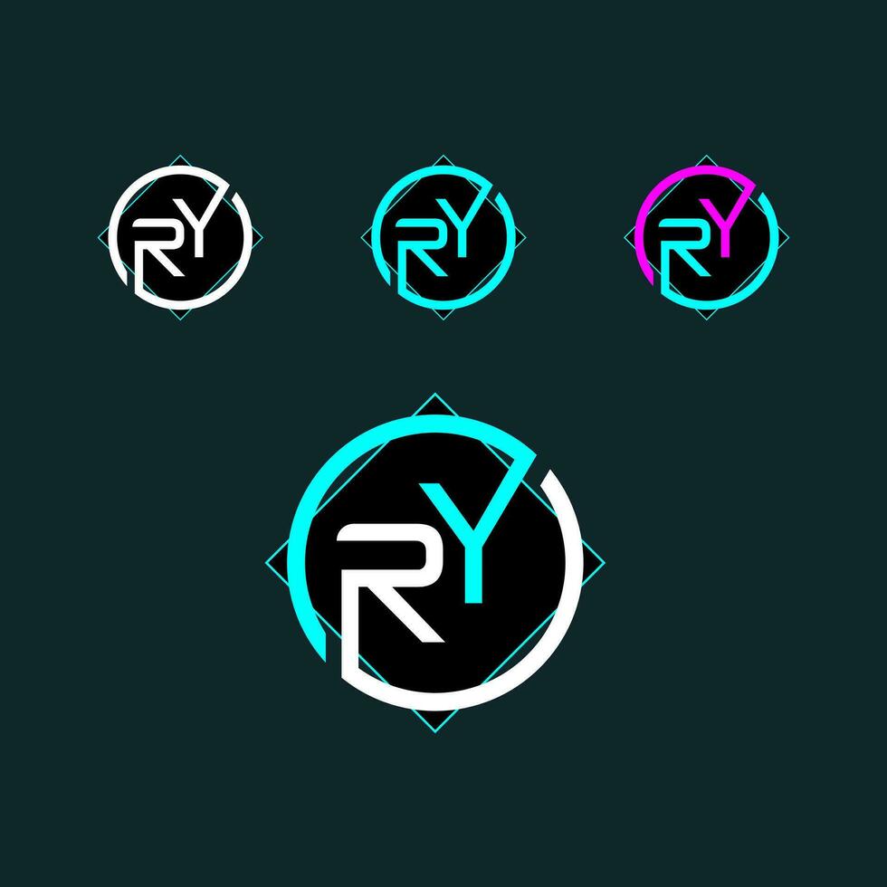 ry branché lettre logo conception avec cercle vecteur