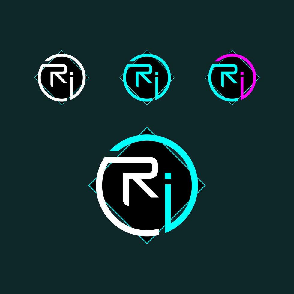 ri branché lettre logo conception avec cercle vecteur