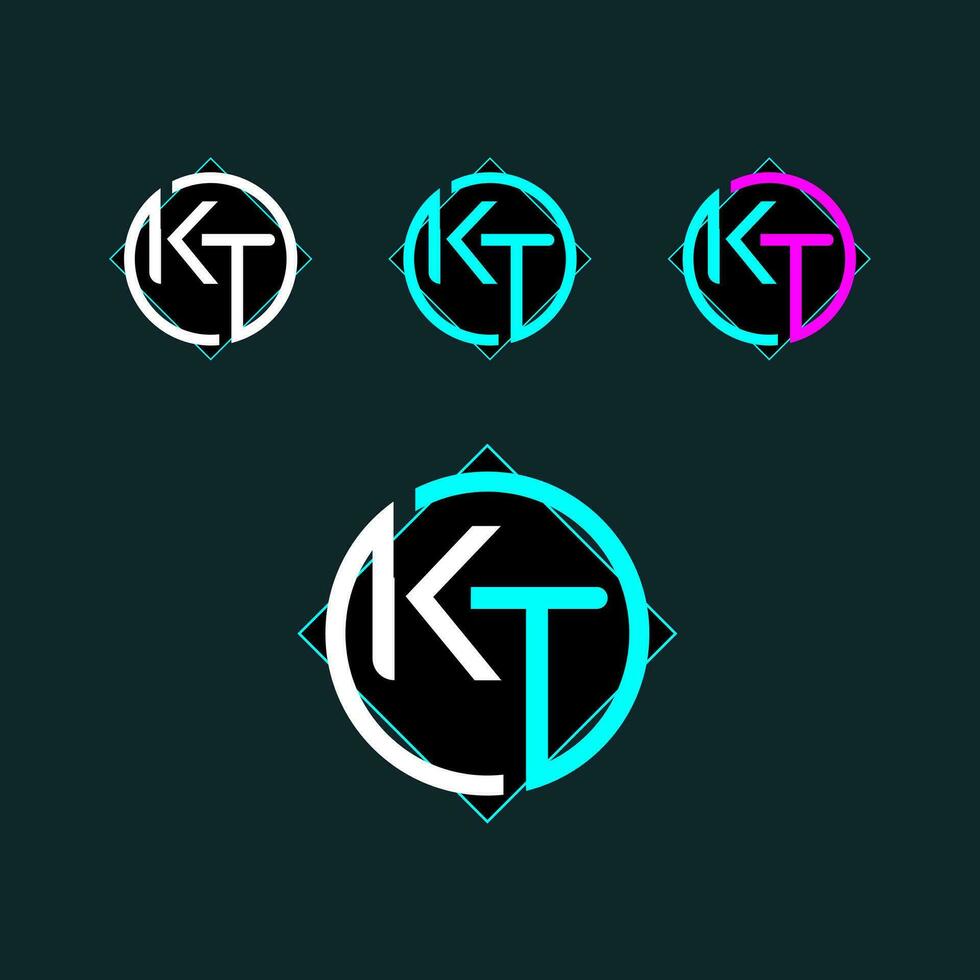 kt branché lettre logo conception avec cercle vecteur