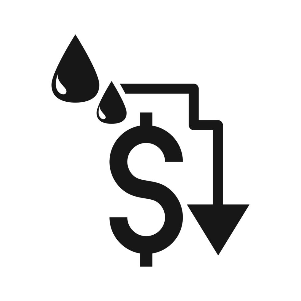 industrie stock argent commerce crise économie pétrole prix crash silhouette icône de style vecteur