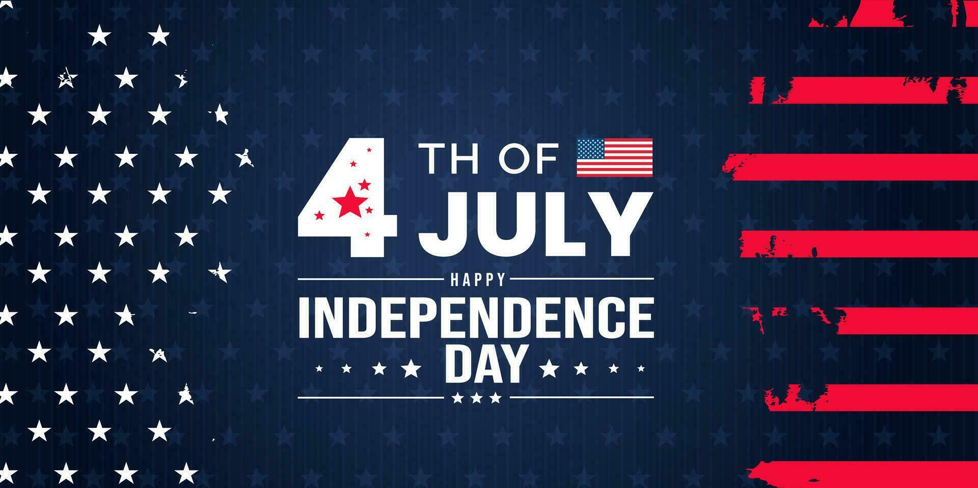 4e de juillet uni États indépendance journée fête promotion La publicité arrière-plan, affiche, carte ou bannière modèle avec américain drapeau et typographie. indépendance journée Etats-Unis de fête décoration. vecteur
