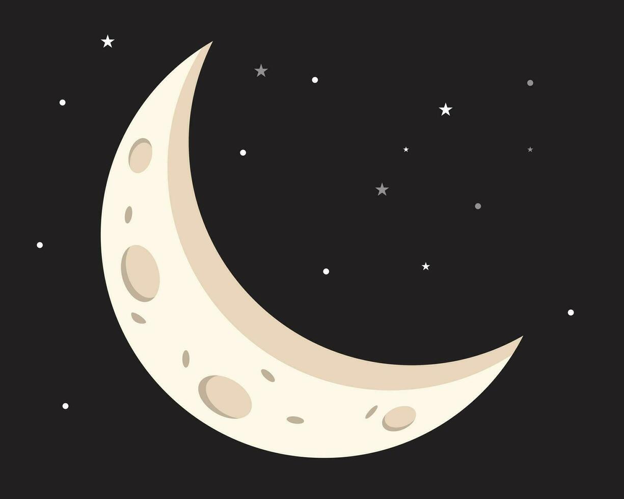 croissant lune avec étoiles vecteur illustration