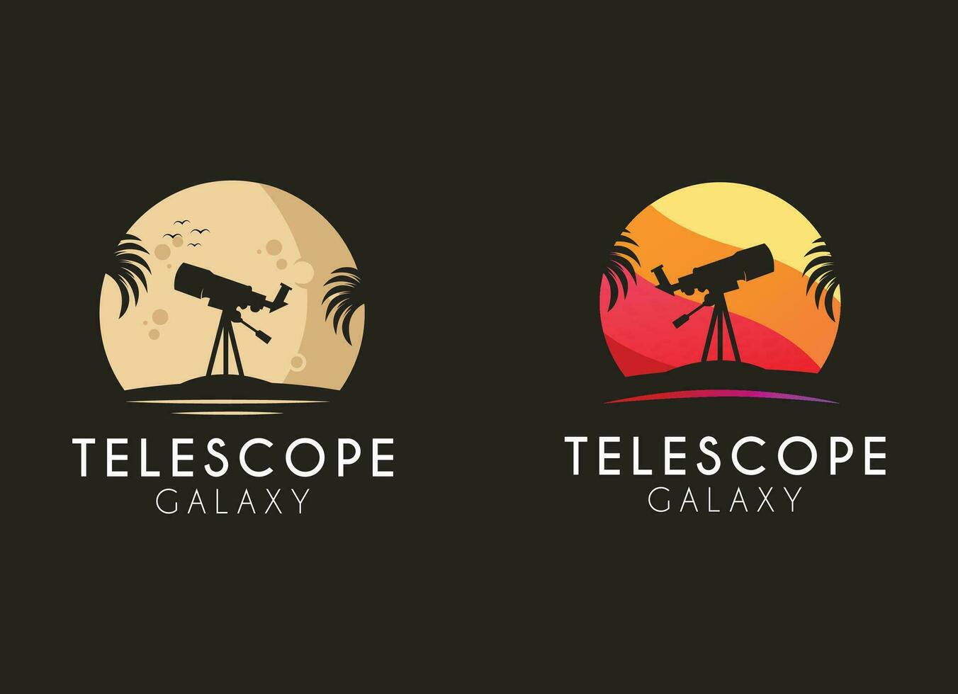 télescope logo conception. télescope et lune logo conception vecteur