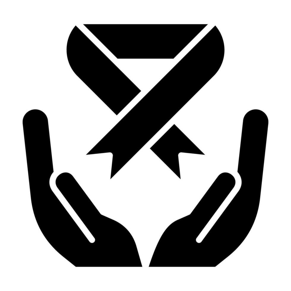 sida ruban avec main noir icône bouton logo communauté conception vecteur