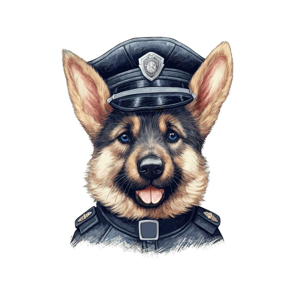 allemand berger chien porter police officier costume vecteur