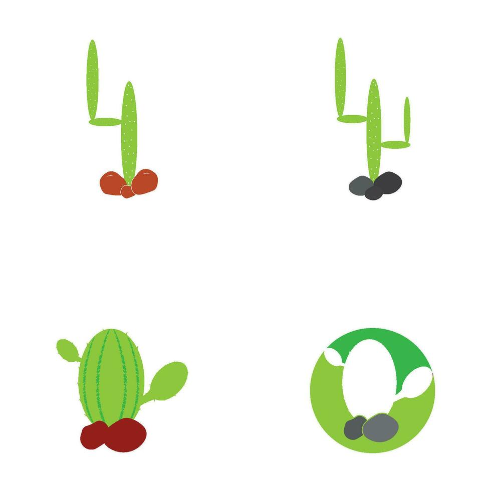 modèle de logo icône cactus vecteur